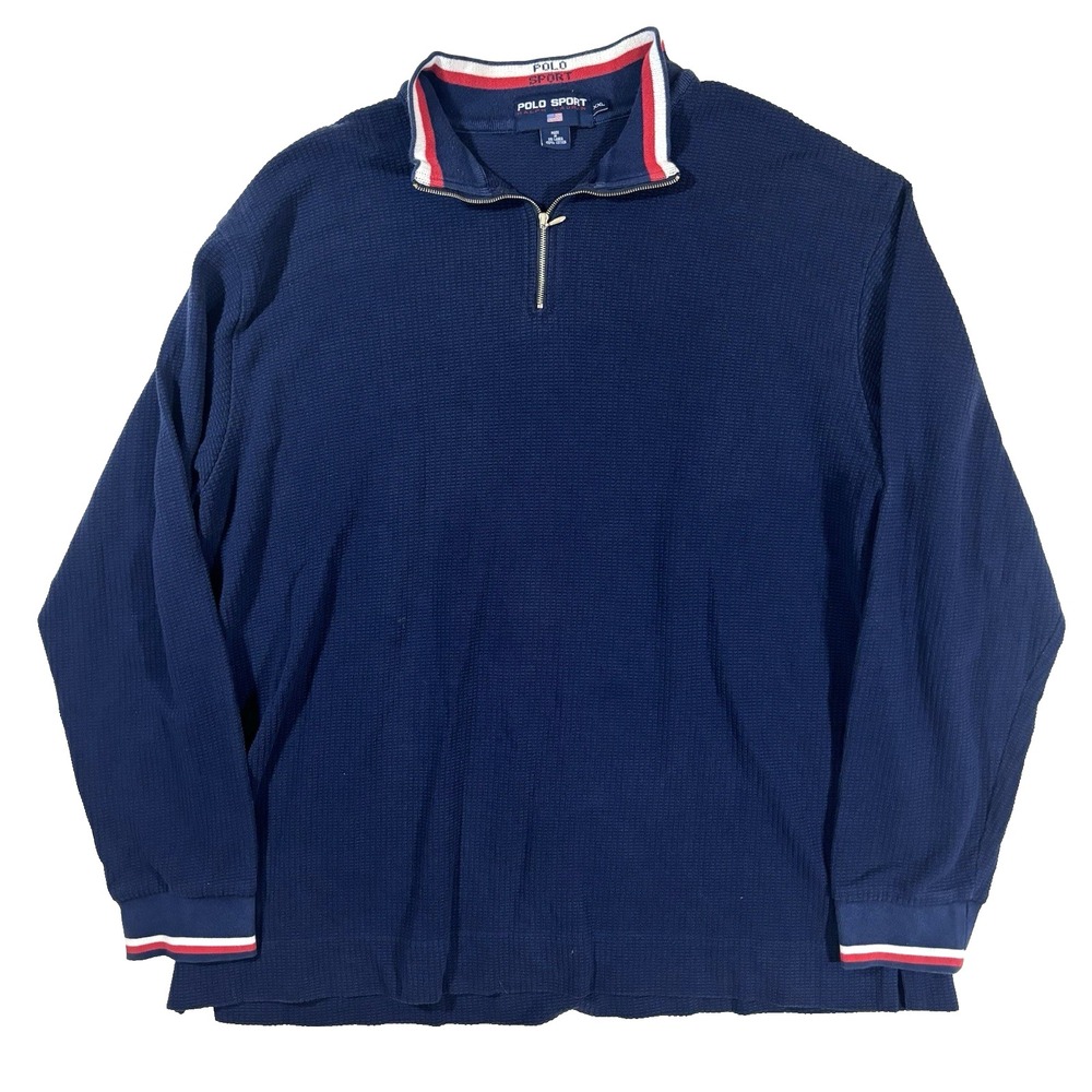 vintage Y2K Polo Sport Ralph Lauren 1/4‎ shirt pullover textured cotton XXL